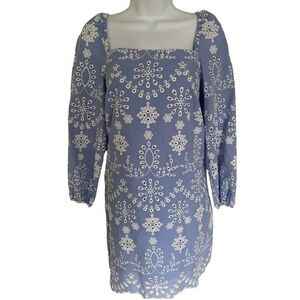 STS Sand to Sable Pointelle Dress - XS blue ,white , cotton